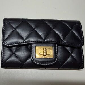 CHANEL Aged Calfskin Quilted Reissue Card Holder